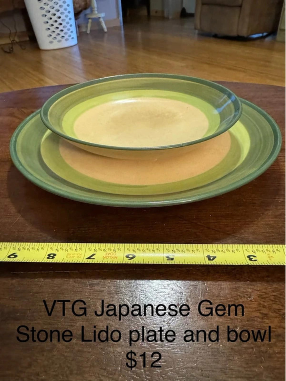 Vintage Japanese Gem Stone Lido Plate and bowl